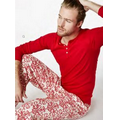 Candy Canes Men's Stretch Long Sleeve Henley & Pant Pajama Set